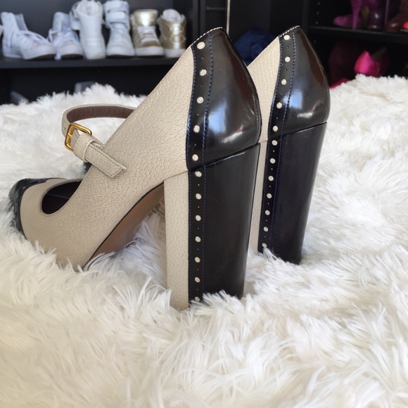 SOLD Marni navy beige leather spectator chunk - Picture 2 of 8